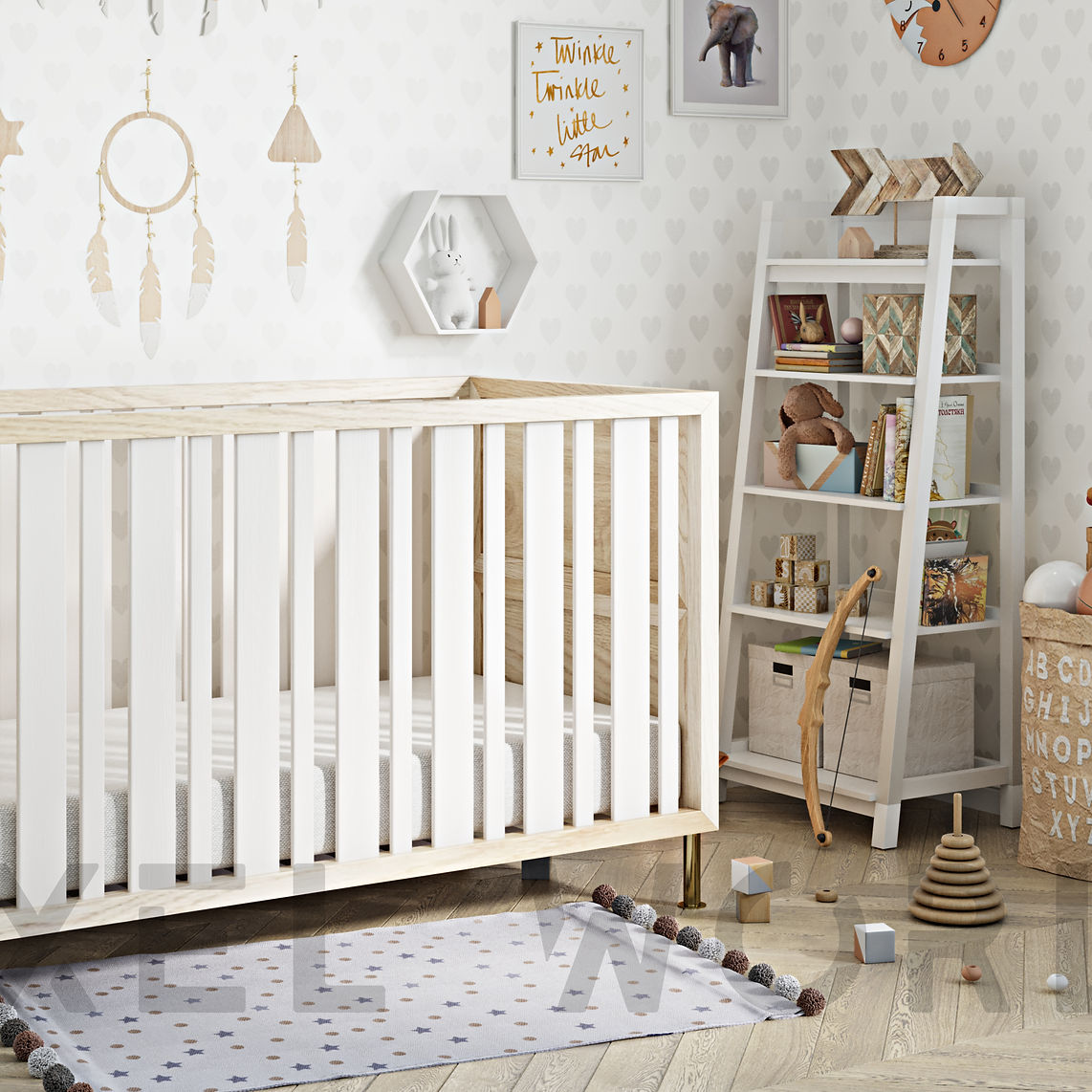 Baby Crib White Oak