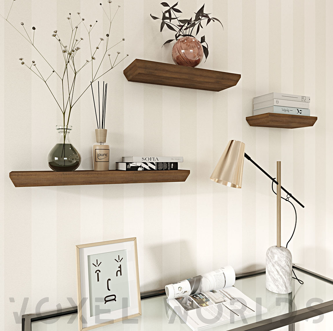 Beveled Edge Shelf Walnut