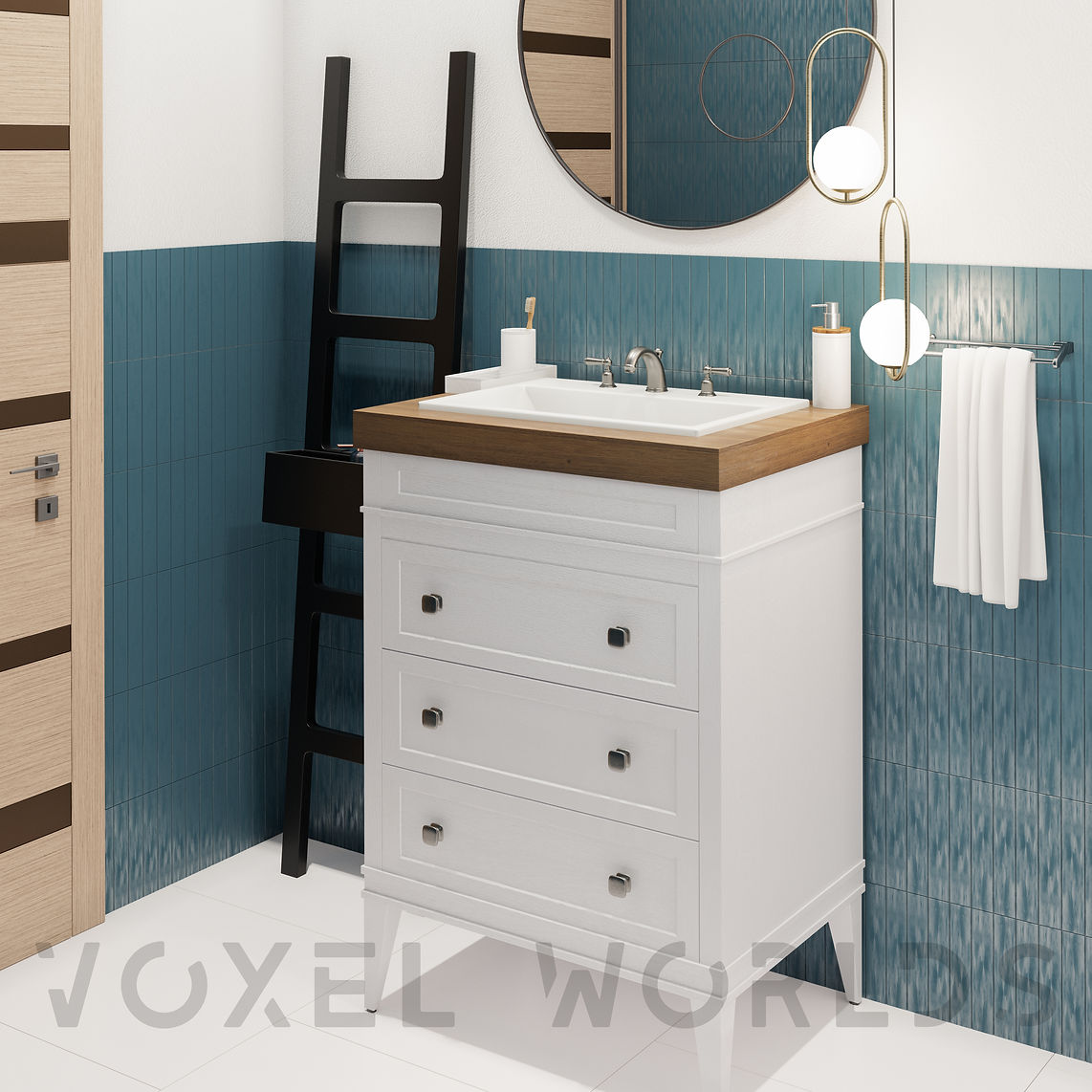 White And Blue Vanity White